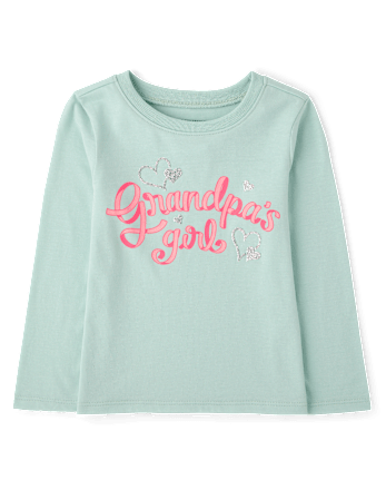 Baby And Toddler Girls Grandpa's Girl Graphic Tee - MINT CREAM
