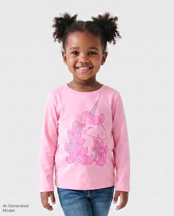 T-shirt graphique licorne pour bébés et petites filles - CHARISMA