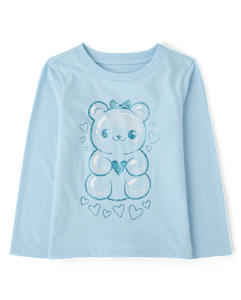 Baby And Toddler Girls Candy Bear Graphic Tee - BLUE AIR