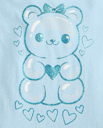 Baby And Toddler Girls Candy Bear Graphic Tee - BLUE AIR