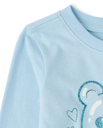 Baby And Toddler Girls Candy Bear Graphic Tee - BLUE AIR