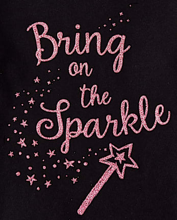 Baby And Toddler Girls Glitter Sparkle Graphic Tee - BLACK