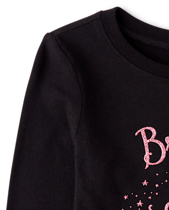 Baby And Toddler Girls Glitter Sparkle Graphic Tee - BLACK