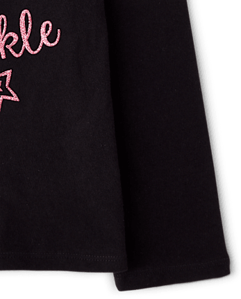 Baby And Toddler Girls Glitter Sparkle Graphic Tee - BLACK