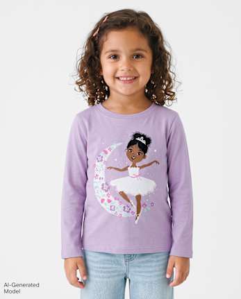 Baby And Toddler Girls Dancer Graphic Tee - ORCHID BREEZE