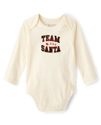 Baby Matching Family Christmas Team Santa Graphic Bodysuit - FAIR IVORY 1