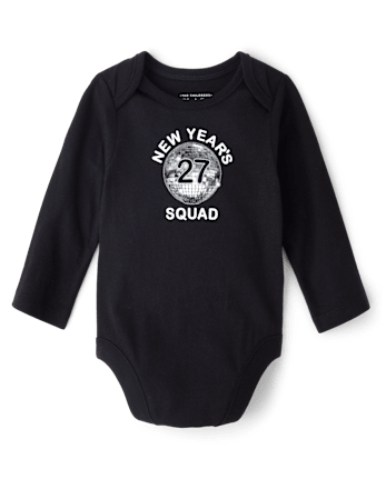 Baby New Year's Squad Graphic Bodysuit - BLACK