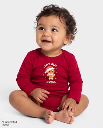 Baby Christmas Best Gift Ever Graphic Bodysuit - RED OCHRE