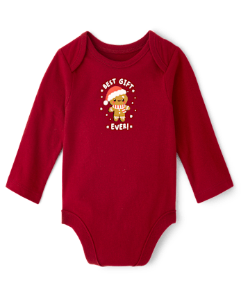 Baby Christmas Best Gift Ever Graphic Bodysuit - RED OCHRE
