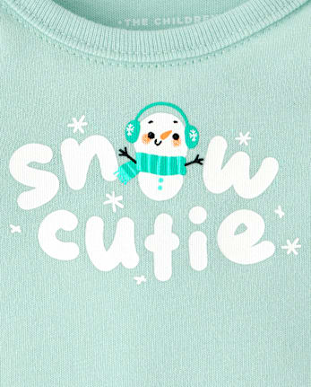 Baby Snow Cutie Graphic Bodysuit - MINT CREAM