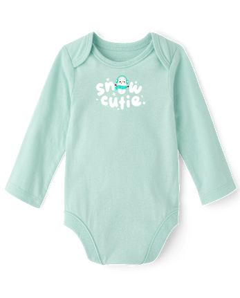 Baby Snow Cutie Graphic Bodysuit - MINT CREAM