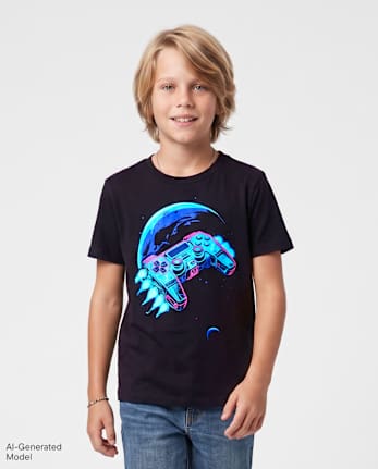 Boys Video Game Space Graphic Tee - BLACK