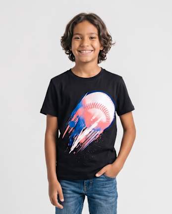 Boys Baseball Graphic Tee - BLACK