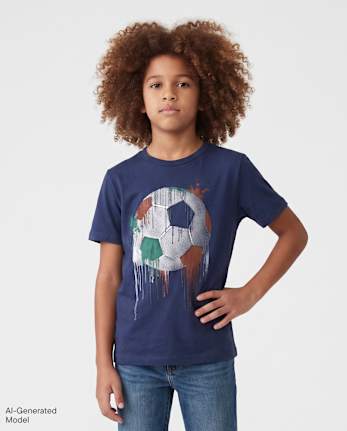Boys Soccer Ball Graphic Tee - THUNDER BLUE