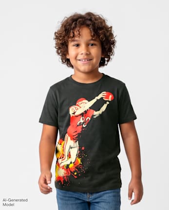 Boys Football Player Graphic Tee - MOTOROIL