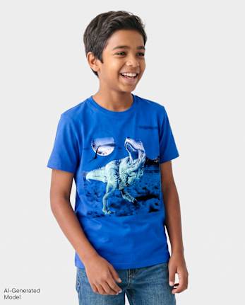 Boys Dino Graphic Tee - ICE COBALT CL