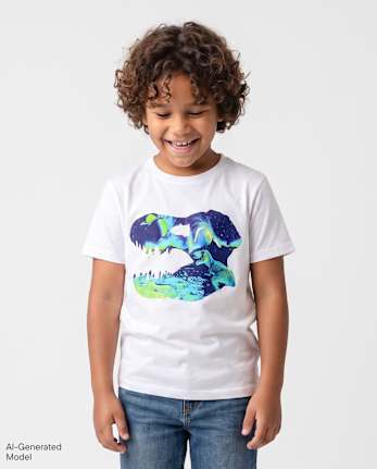 Boys Dino Skull Graphic Tee - SOFT WHITE