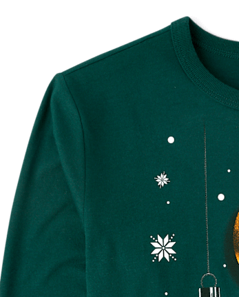 Boys Christmas Sports Ornaments Graphic Tee - BALT GREEN