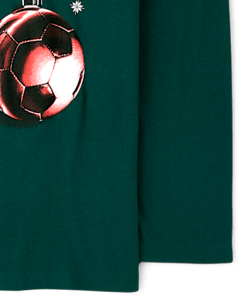 Boys Christmas Sports Ornaments Graphic Tee - BALT GREEN