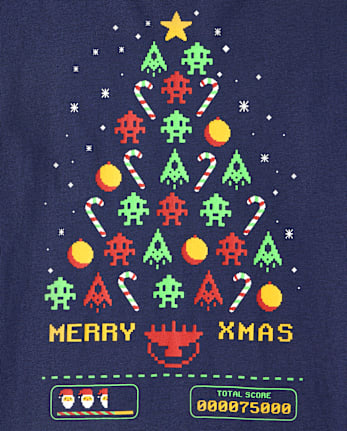 Boys Christmas Video Game Graphic Tee - THUNDER BLUE