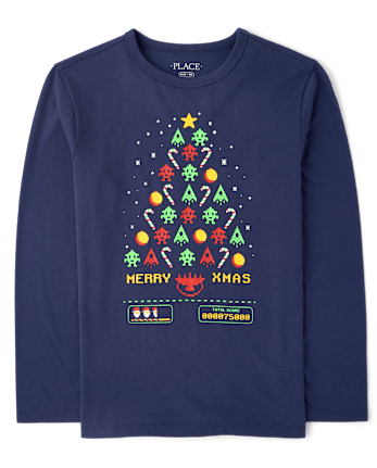 Boys Christmas Video Game Graphic Tee - THUNDER BLUE