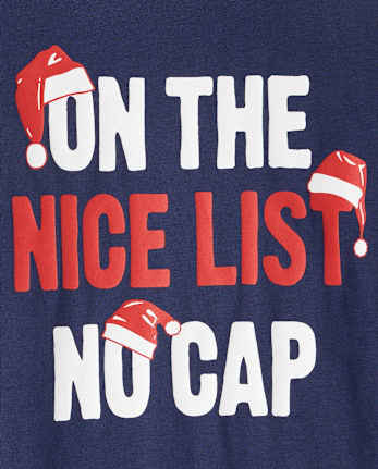 Boys Christmas Nice Lost No Cap Graphic Tee - THUNDER BLUE