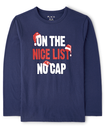 Boys Christmas Nice Lost No Cap Graphic Tee - THUNDER BLUE