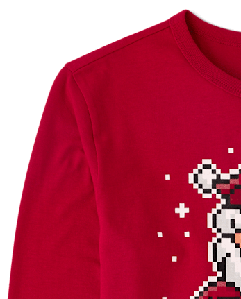 Boys Christmas Gaming Santa Graphic Tee - RED OCHRE