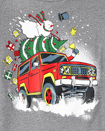Boys Christmas Monster Truck Graphic Tee - S/D CHALKBOARD