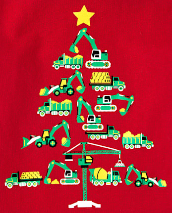 Baby And Toddler Boys Christmas Tree Vehicle Graphic Tee - GALA RED CL