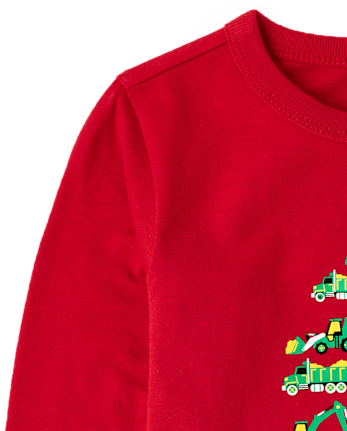 Baby And Toddler Boys Christmas Tree Vehicle Graphic Tee - GALA RED CL