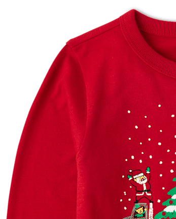 Baby And Toddler Boys Christmas Construction Vehicle Graphic Tee - GALA RED CL