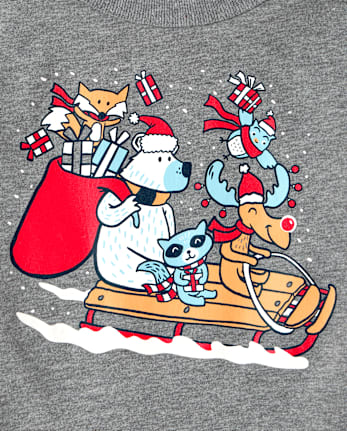 Baby And Toddler Boys Christmas Sleigh Graphic Tee - S/D CHALKBOARD