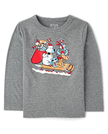 Baby And Toddler Boys Christmas Sleigh Graphic Tee - S/D CHALKBOARD