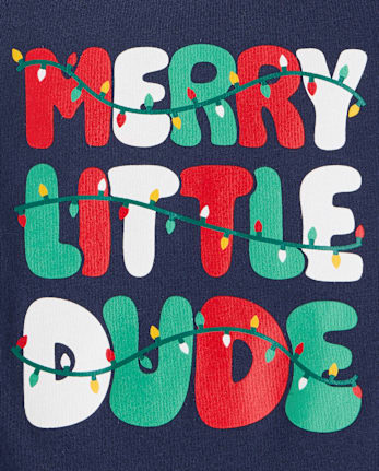Baby And Toddler Boys Christmas Merry Dude Graphic Tee - THUNDER BLUE