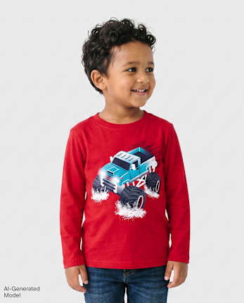 T-shirt graphique Monster Truck pour bébés et petits garçons - RED GUMBALL