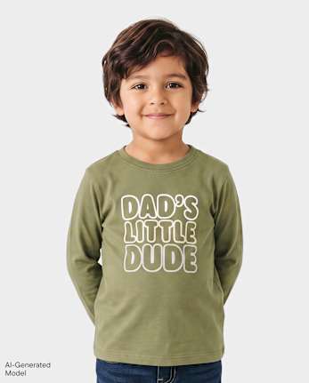 T-shirt graphique pour bébé et petit garçon « Papa petit gars » - OLIVE