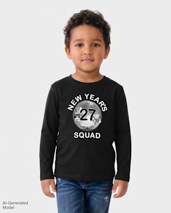 Baby And Toddler New Year's Squad Graphic Tee - BLACK