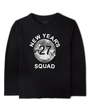 Baby And Toddler New Year's Squad Graphic Tee - BLACK