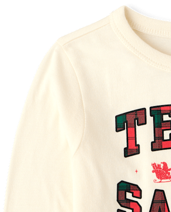 Baby And Toddler Matching Family Christmas Team Santa Graphic Tee - FAIR IVORY
