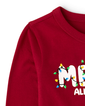 Baby And Toddler Matching Family Christmas Merry Graphic Tee - RED OCHRE