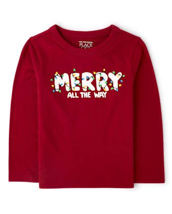 Baby And Toddler Matching Family Christmas Merry Graphic Tee - RED OCHRE
