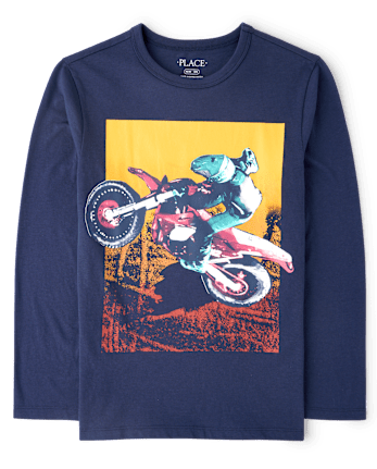 Boys Biker Graphic Tee - THUNDER BLUE