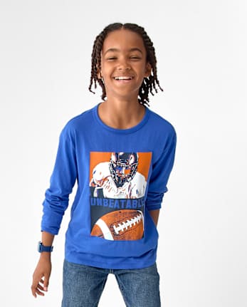 Boys Football Player Graphic Tee - ICE COBALT CL