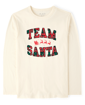 Kids Matching Family Christmas Team Santa Graphic Tee - FAIR IVORY