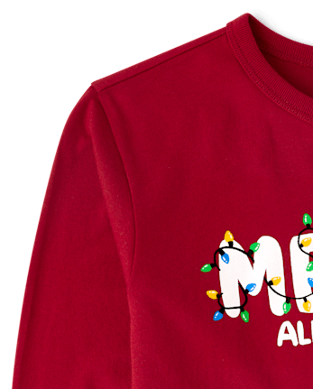 Kids Matching Family Christmas Merry Graphic Tee - RED OCHRE