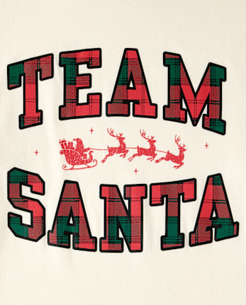 Adult Matching Family Christmas Team Santa Graphic Tee - FAIR IVORY