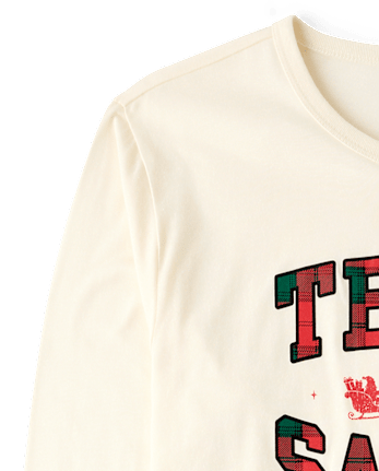 Adult Matching Family Christmas Team Santa Graphic Tee - FAIR IVORY