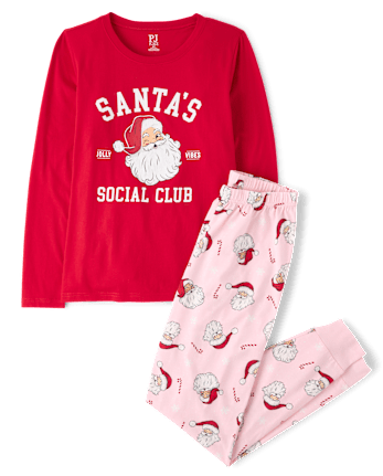 Womens Matching Family Santa's Social Club Cotton Pajamas