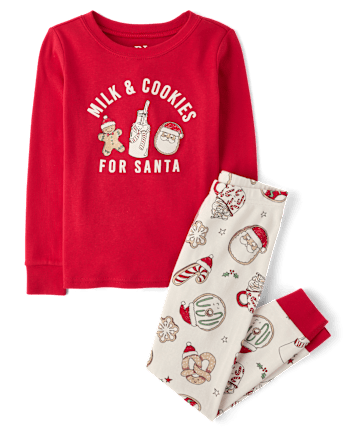 Kids Milk And Cookies Snug Fit Cotton Pajamas